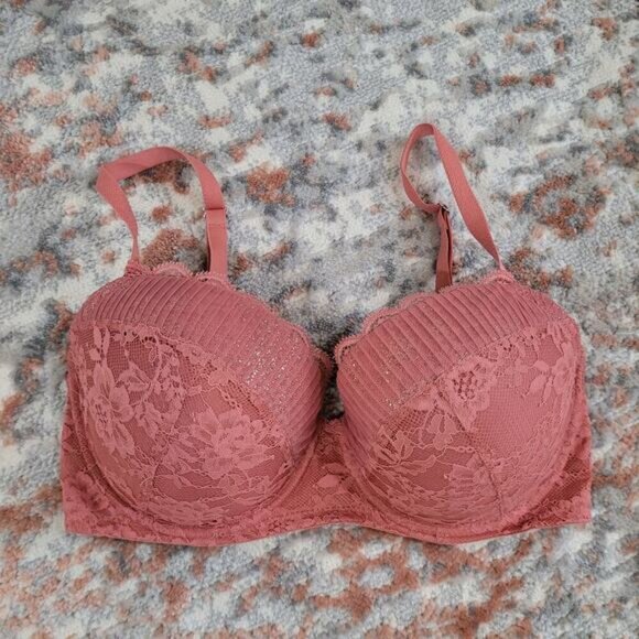 Victoria's Secret Dream Angel Lined Demi Dust Rose Lace Bra - Size 32DDD - Picture 2 of 6